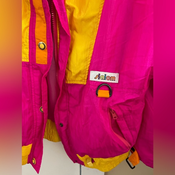 Slalom 80’s Vintage pink and yellow ski puff jacket - Picture 3 of 6